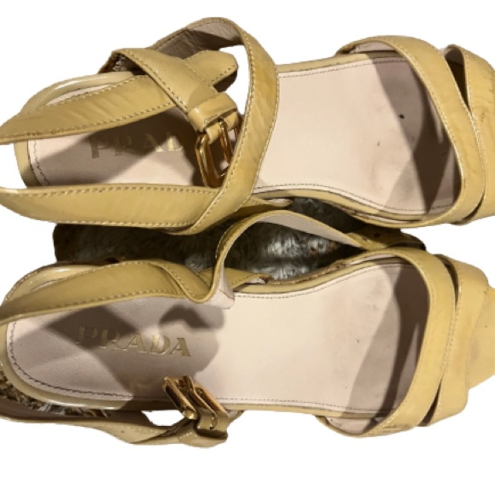 Prada Espadrille Wedge Pale yellow/ Tan Spring Staple Size Euro 37.5